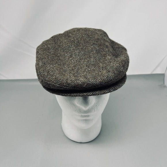 VTG Stetson Mens Medium Wool Tweed Ivy Flat Cap Brown Herringbone Made in USA - Picture 1 of 6